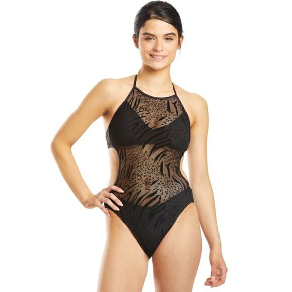 KENNETH COLE NY Sheer Pleasure Bandeau One Piece Black Swimsuit • MSRP $168 - Picture 9 of 12